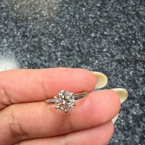 Platinum natural European cut diamond ring